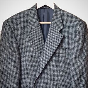 VINTAGE Shipley Cool Tones Houndstooth Wool Blazer Size 42S